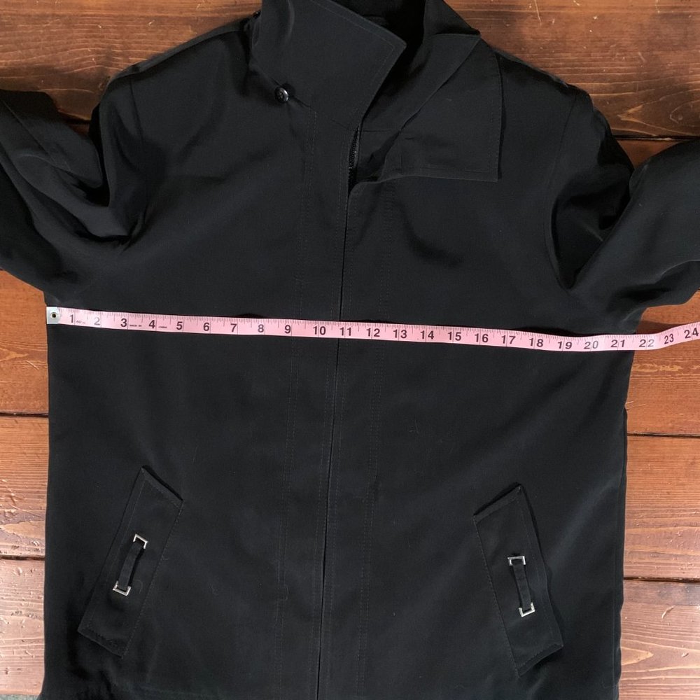 Women's Gallery Black Medium Hidden Full Zip Double Collar Polyester Jacket EUC - Picture 11 of 13